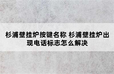 杉浦壁挂炉按键名称 杉浦壁挂炉出现电话标志怎么解决